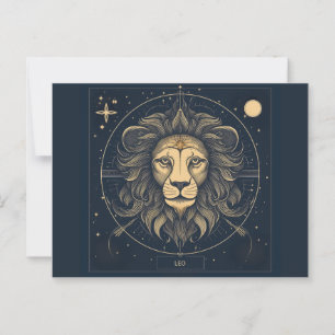 Postal Diseño Astrológico Golden Leo Zodiac