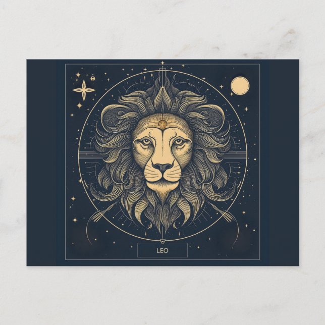 Postal Diseño Astrológico Golden Leo Zodiac (Anverso)