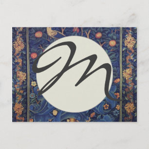 Postal Diseño azul de tapiz del pájaro carpintero de Will