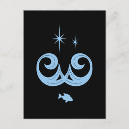 Postal Diseño azul, océano negro y estrellas