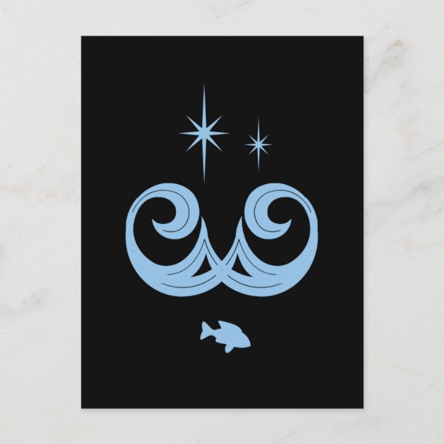 Postal Diseño azul, océano negro y estrellas (Anverso)