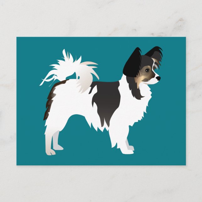 Postal Diseño básico de Chihuahua o Papillon de pelo larg (Anverso)
