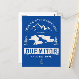 Postal Diseño blanco del Parque Nacional Durmitor Montene