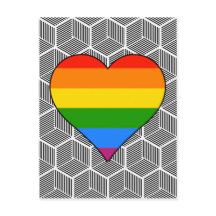 Diseño blanco negro moderno Rainbow Heart Love