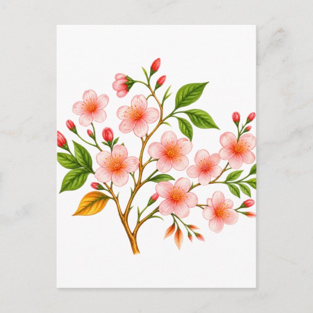 Postal Diseño Botánico de Primavera (Anverso)
