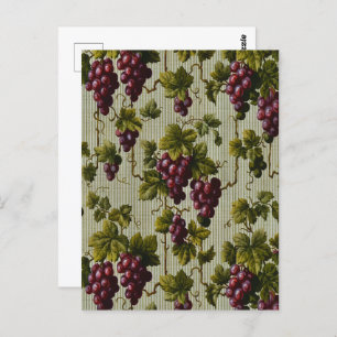Postal Diseño botánico de uvas antiguas de 1900