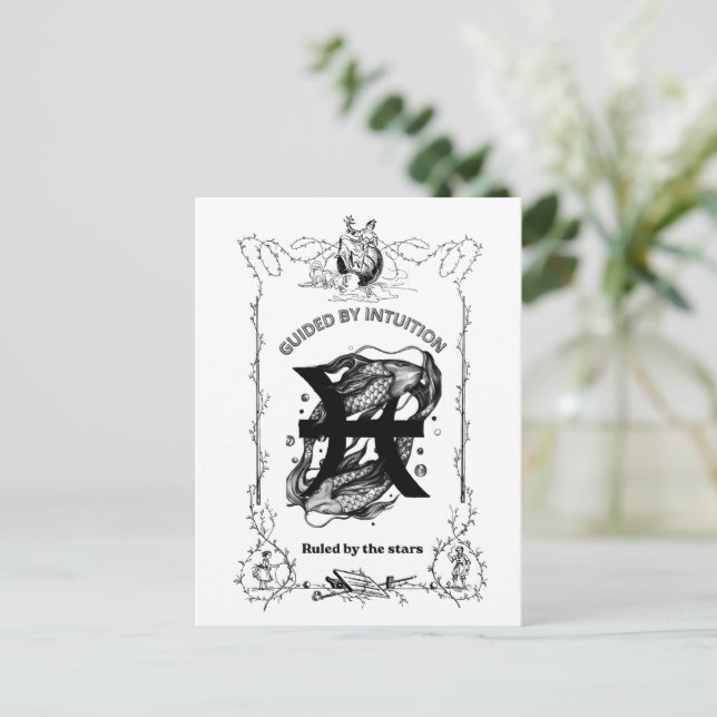 Postal Diseño Celestial Intuición de Piscis (Anverso de pie)