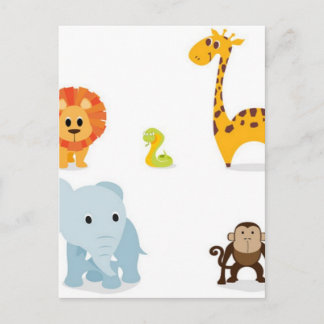 Postal Diseño Chibi Jungle Animales