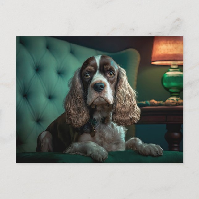 Postal Diseño Clásico de Retrato de Cocker Spaniel Elegan (Anverso)