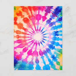 Postal Diseño Colorido Audaz Hippie Groovy Tie Dye
