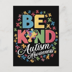 Postal Diseño colorido de conciencia sobre el autismo