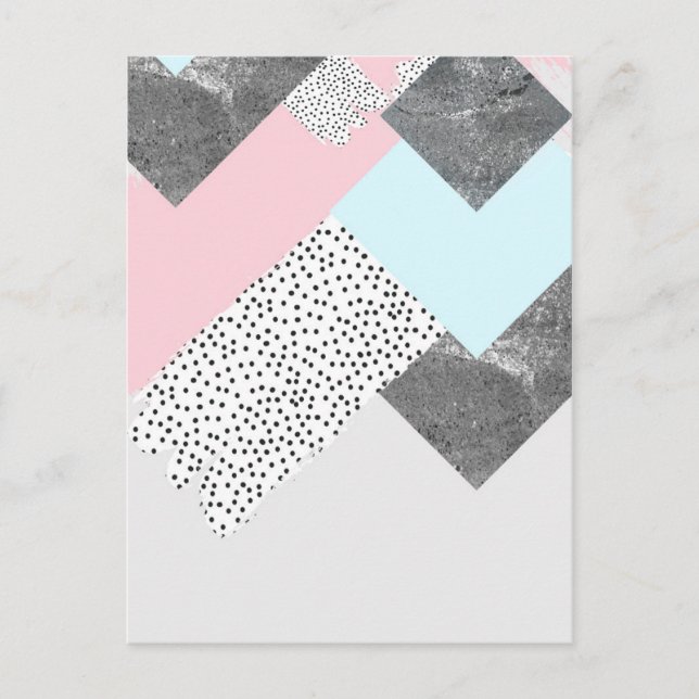 Postal Diseño con puntos de mármol geométrico Pastel (Anverso)