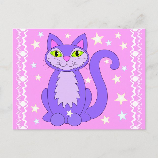Postal Diseño cósmico gatos estrellas Personalizado arte  (Anverso)