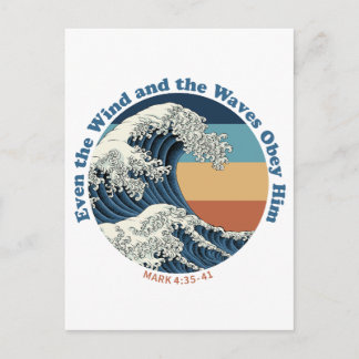 Postal Diseño Cristiano Ola Jesús Calma la Tormenta