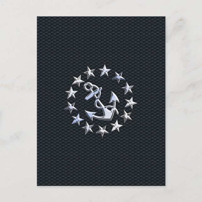 Postal Diseño cromado de bandera náutica en la impresión  (Anverso)