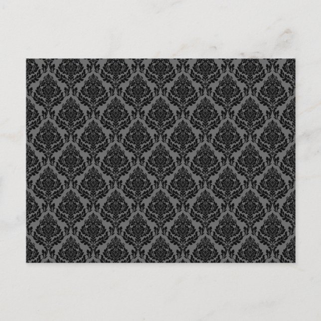 Postal Diseño Damask (Gris y Negro) (Anverso)