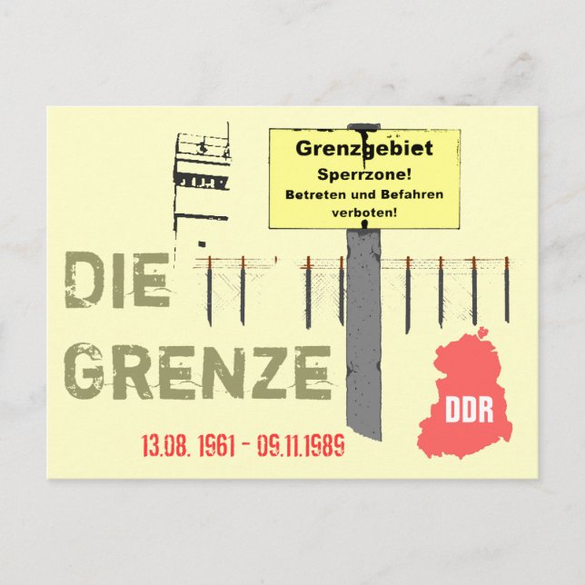 Postal Diseño DDR de Morir Grenze (Anverso)