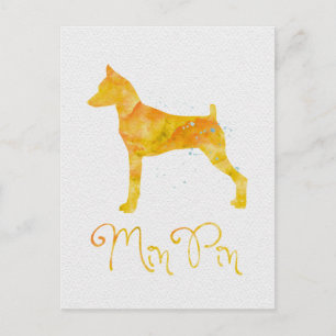 Postal Diseño de acuarela de Pinscher en miniatura