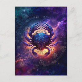Postal Diseño de acuarela de Rótulo zodiaco de cáncer