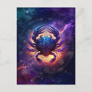 Postal Diseño de Acuarela del Signo Zodiacal Cáncer