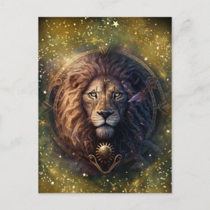 Postal Diseño de Acuarela del Signo Zodiacal Leo