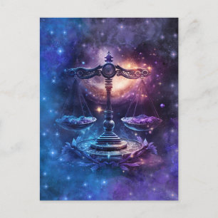 Postal Diseño de Acuarela del Signo Zodiacal Libra