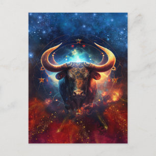Postal Diseño de Acuarela del Signo Zodiacal Tauro