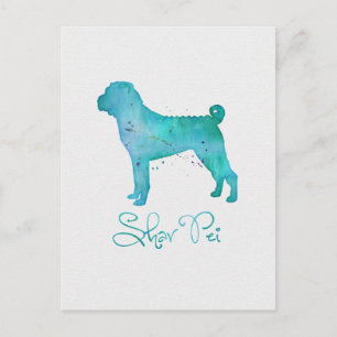 Postal Diseño de acuarela Shar Pei en China