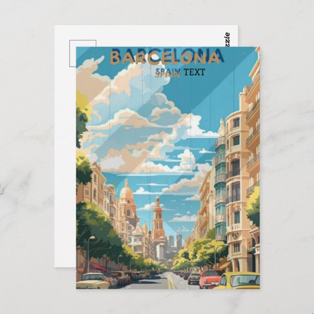 Postal Diseño de afiches de viajes en Barcelona España (Anverso / Reverso)