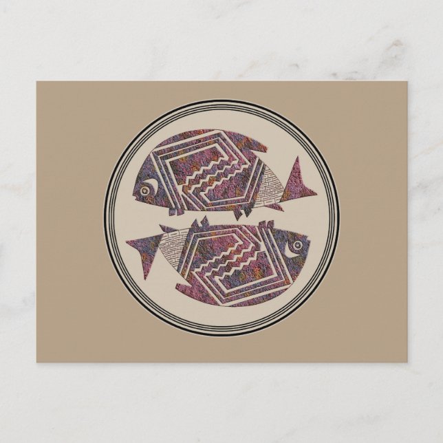 Postal Diseño de alfarería de fibras pequeñas (Anverso)