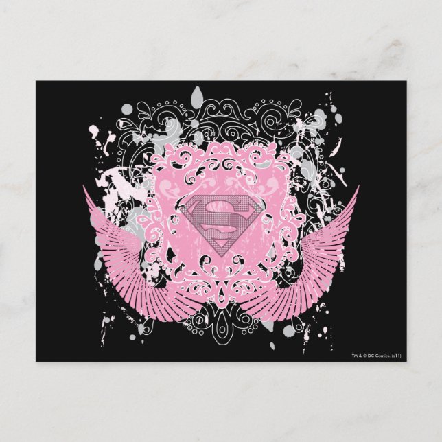 Postal Diseño de algas rosadas de superchica (Anverso)