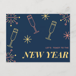 Postal Diseño de Año Nuevo de Blue Champagne