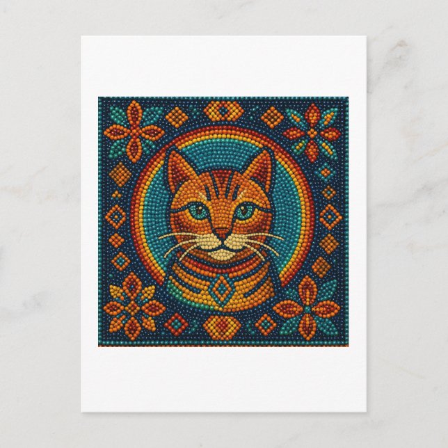 Postal Diseño de apariencia de gatitos con cuentas (Anverso)