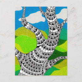 Postal Diseño de árbol flexible Nubes Paisaje verde
