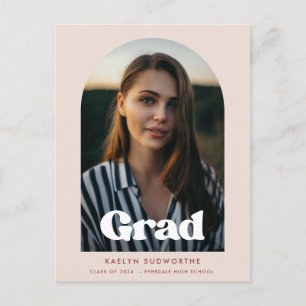 Postal Diseño de arco tipográfico retro Foto de graduació