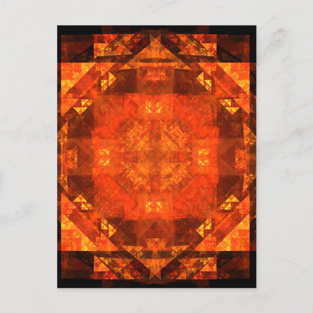 Postal Diseño de Arte Abstracto Mandala Fuego de Bendició (Anverso)