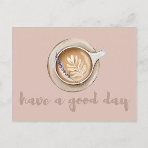 Postal Diseño de Arte de Latte Lavanda Acogedor