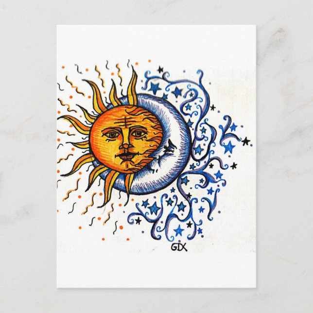 POSTAL DISEÑO DE ARTE DE SUN MOON (Anverso)