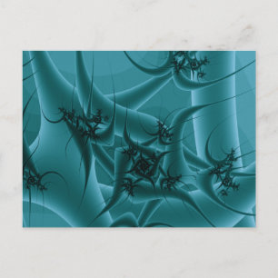 Postal Diseño de arte fractal azul turquesa y Verde azula