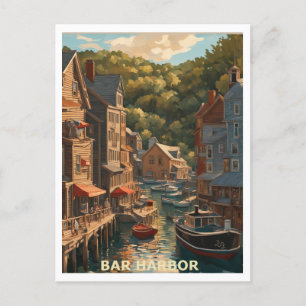 Postal Diseño de arte gráfico Bar Harbour ME