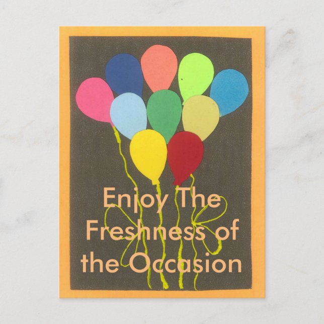 Postal Diseño de arte gráfico de los globos de cumpleaños (Anverso)