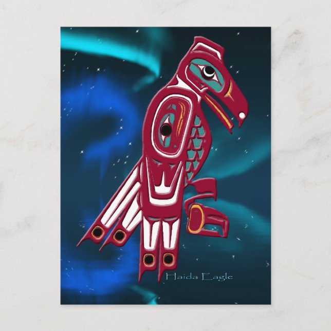 Postal Diseño de arte nativo americano de Haida Eagle y A (Anverso)