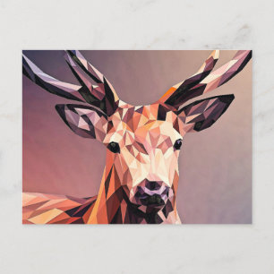 Postal Diseño de arte polaco pequeño para ciervos-54655