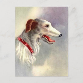 Postal Diseño de arte vintage Perro Borzoi