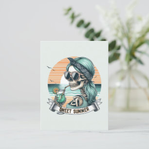 Postal Diseño de atardecer retro de verano dulce