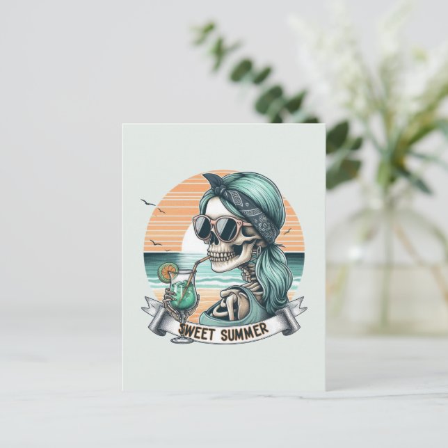 Postal Diseño de atardecer retro de verano dulce (Anverso de pie)