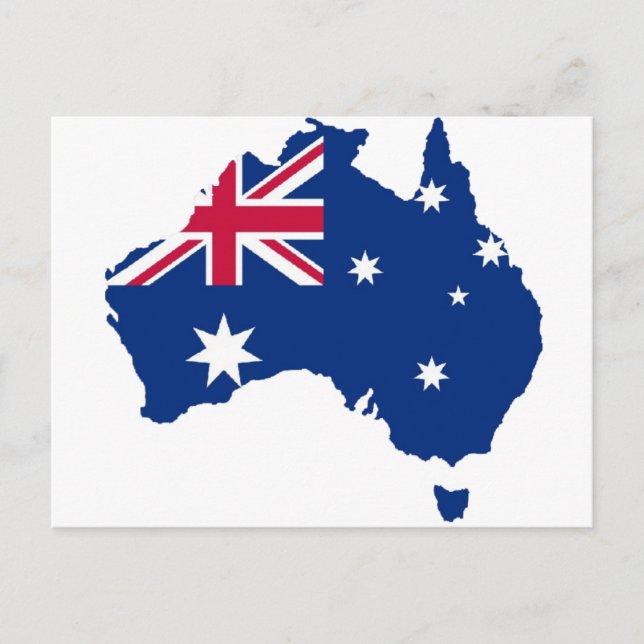 Postal Diseño de Australia con bandera australiana (Anverso)