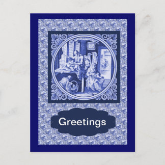 Postal Diseño de baldosas Vintage Dutch Blue Delft