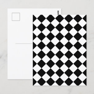 Postal Diseño de bandera a cuadros en tablero de ajedrez 