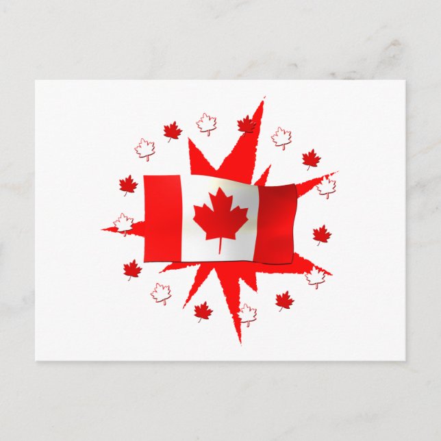Postal Diseño de bandera canadiense (Anverso)